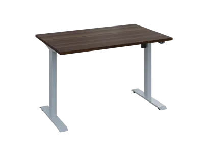 Flexi 28-12 výškově nastavitelný stůl, kovová podnož stříbrná, deska 25 mm, široký 1200 mm, ořech královský